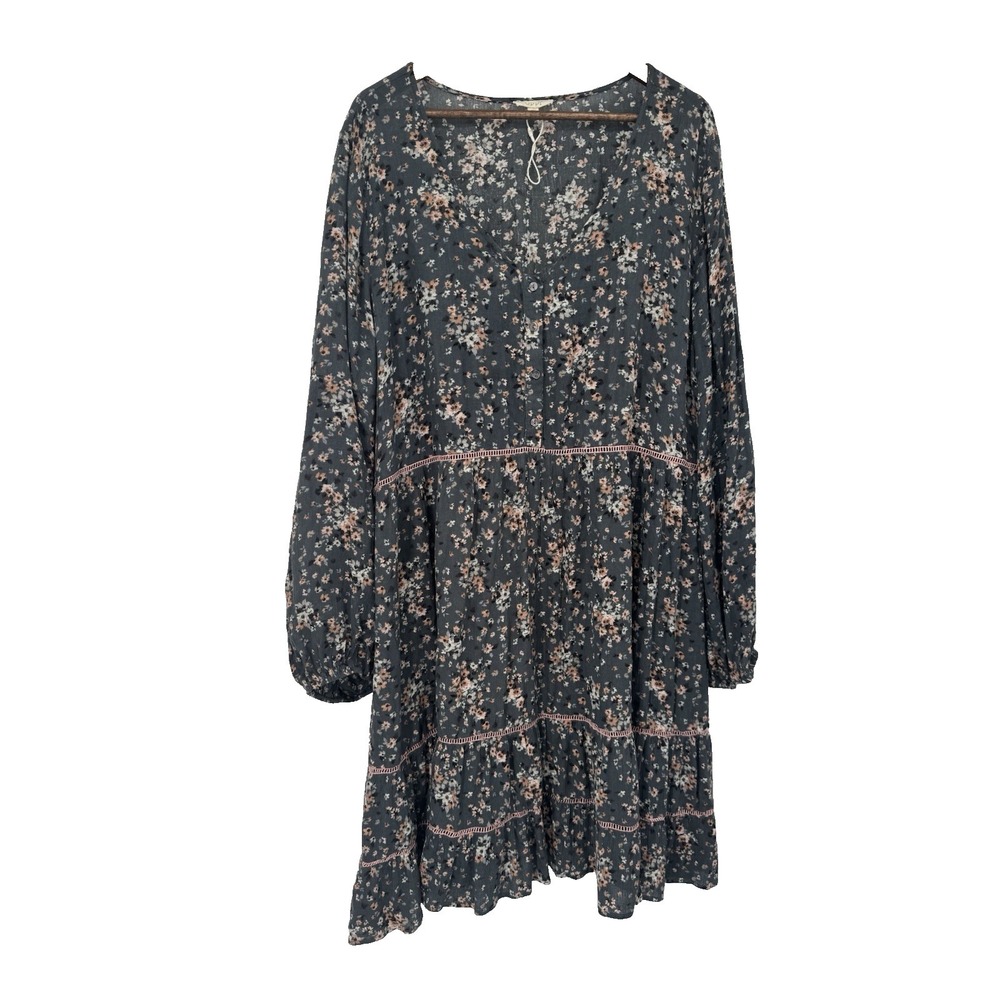 Oddi Boho Babydoll Tiered Cottage Prairie Oversized Dress 3X long sleeve country